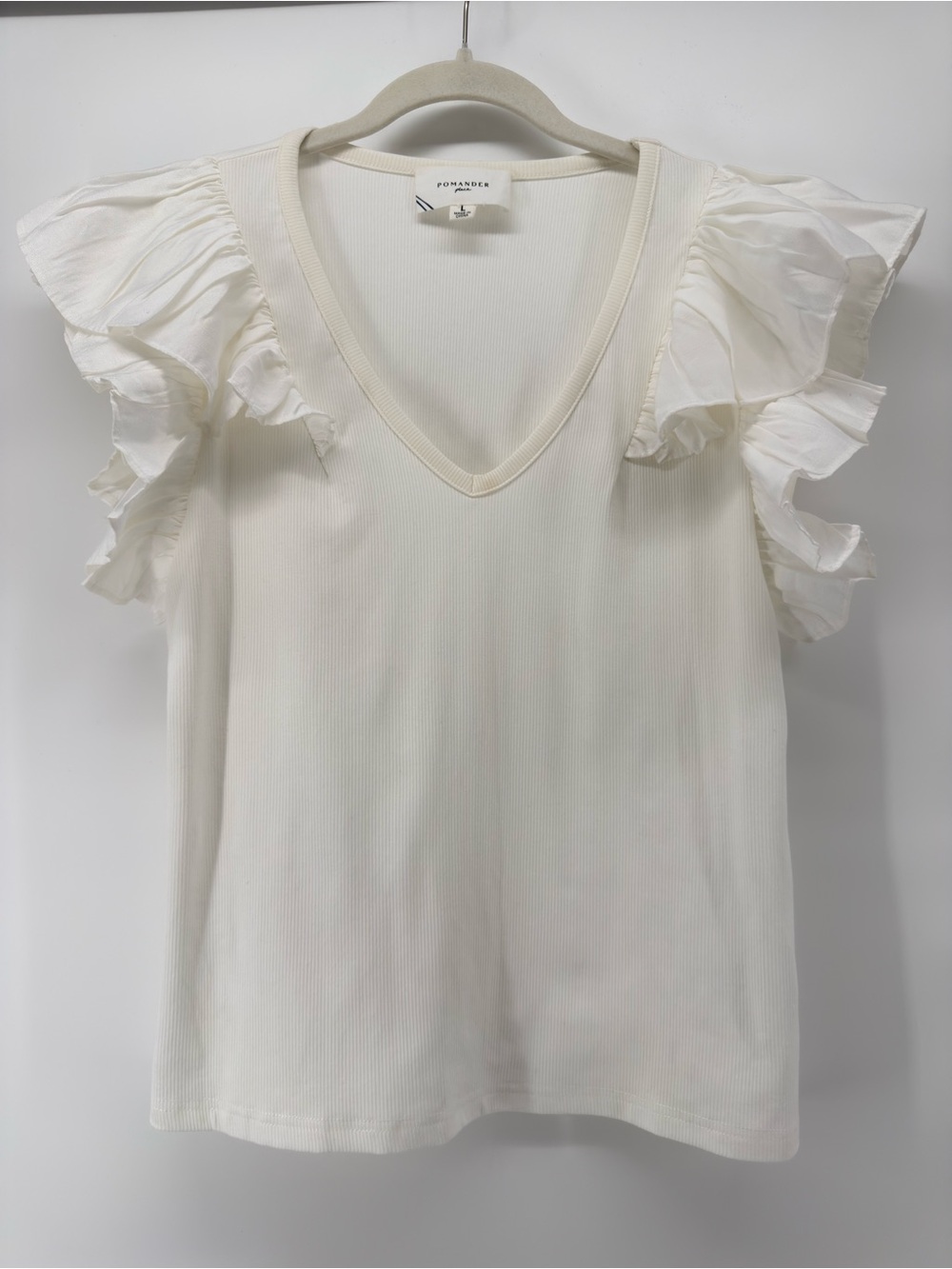 Tuckernuck Pomade Place Tory Flutter Sleeve Top L ivory